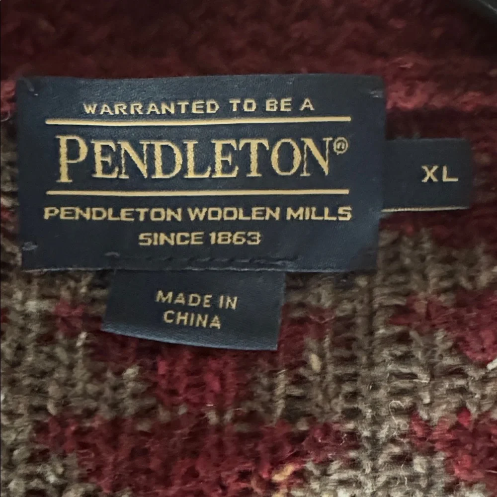 VTG PENDLETON Aztec Wool Shawl Neck Cardigan - Picture 6 of 7